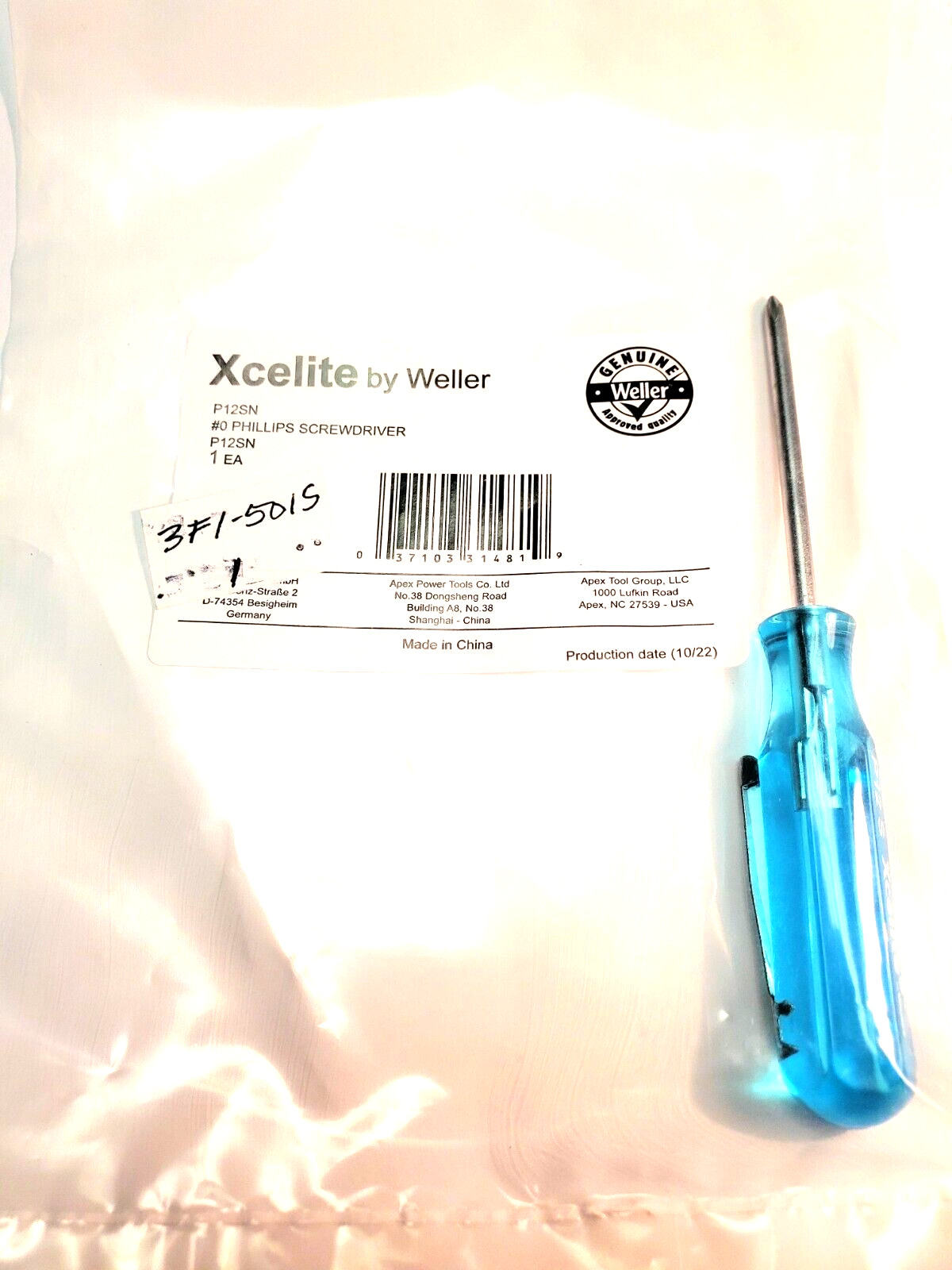 Xcelite P-12S  1/8” #0 Philips Blade Screwdriver 3F1-501S 1 pc