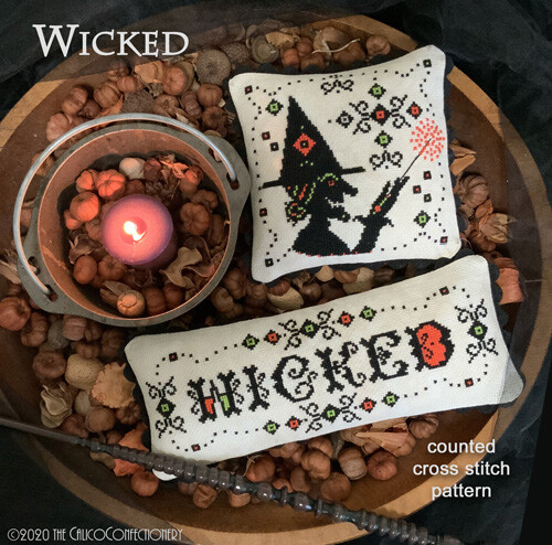 WICKED cross stitch chart CalicoConfectionery Autumn Halloween Witch