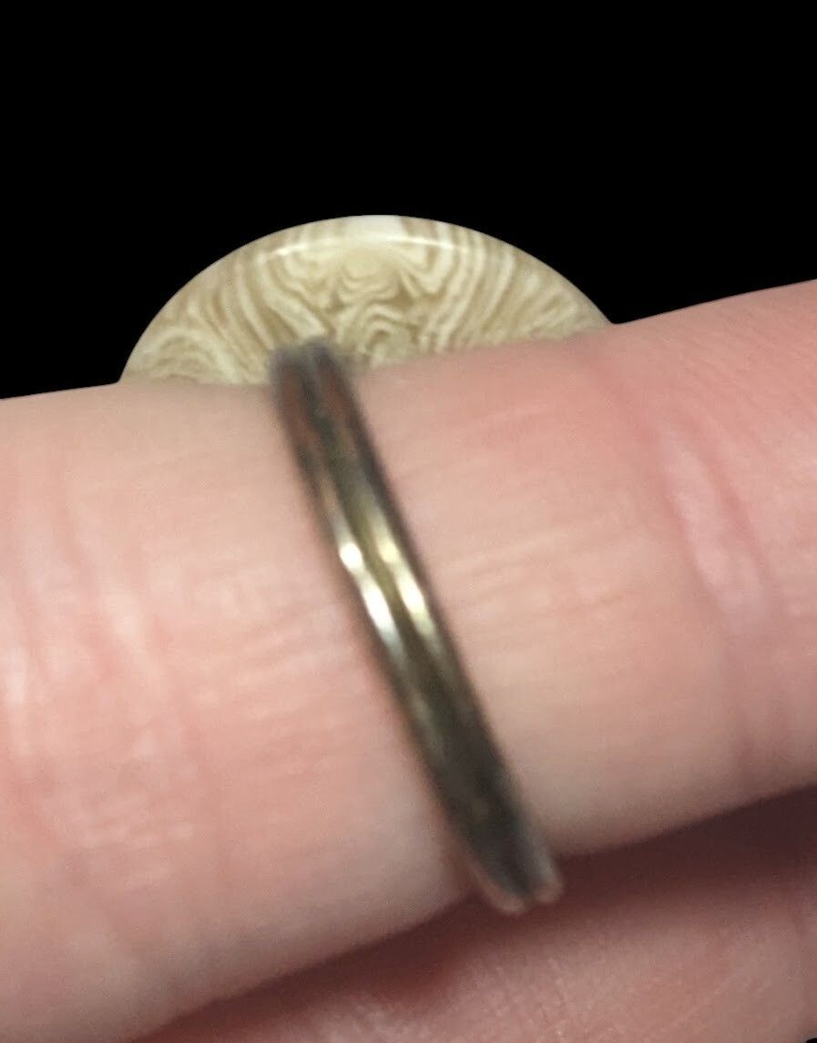 Handmade Upcycled Tan Button Ring Size 6
