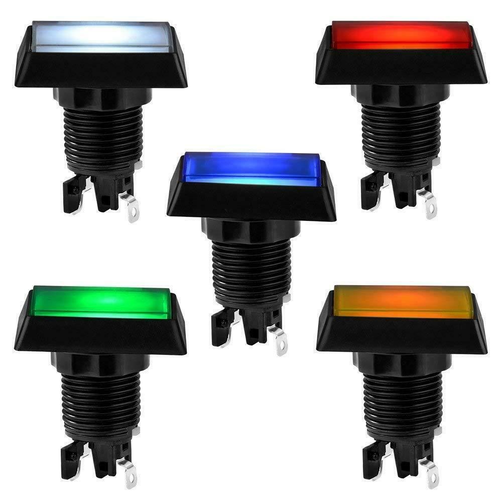 30*50mm Arcade Square Rectangle Buttons LED Push Illumilated W/ Microswitch i