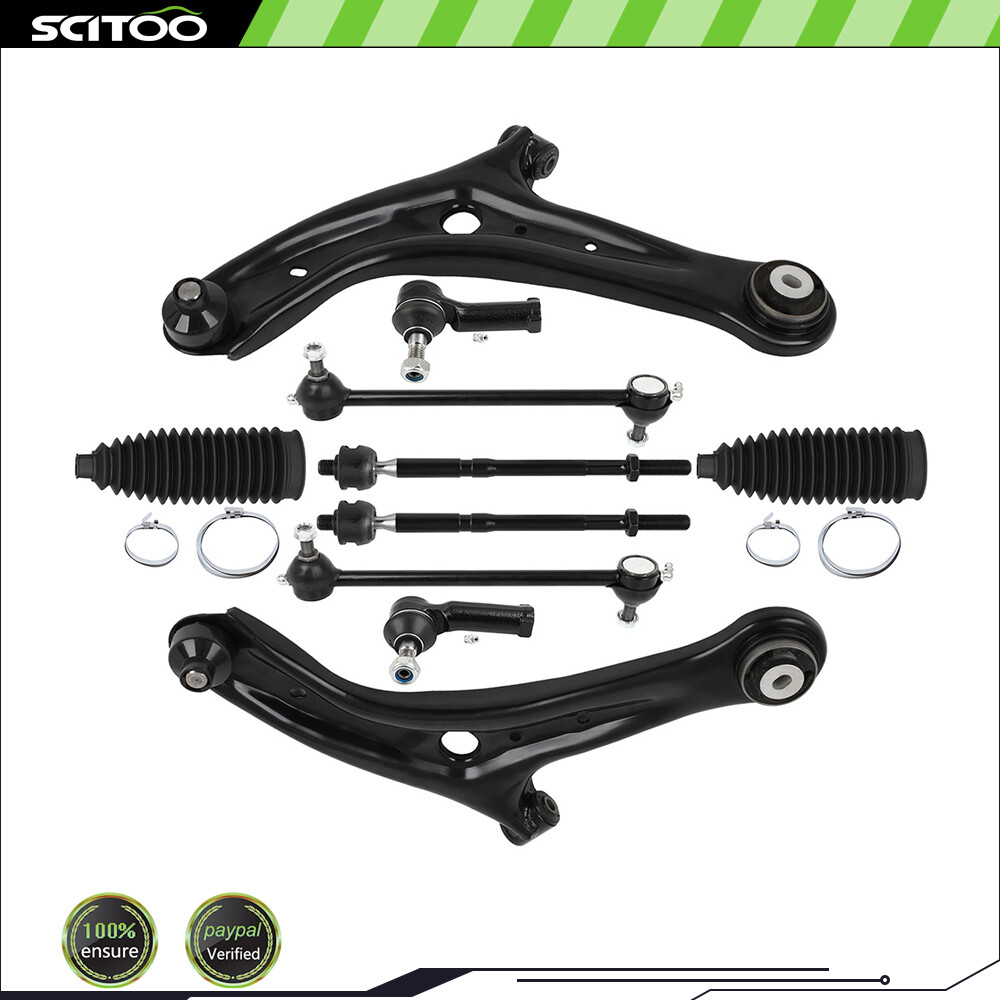For 11-18 Ford Fiesta 10Pcs Front Control Arm w Ball Joints Tie Rod End Sway Bar