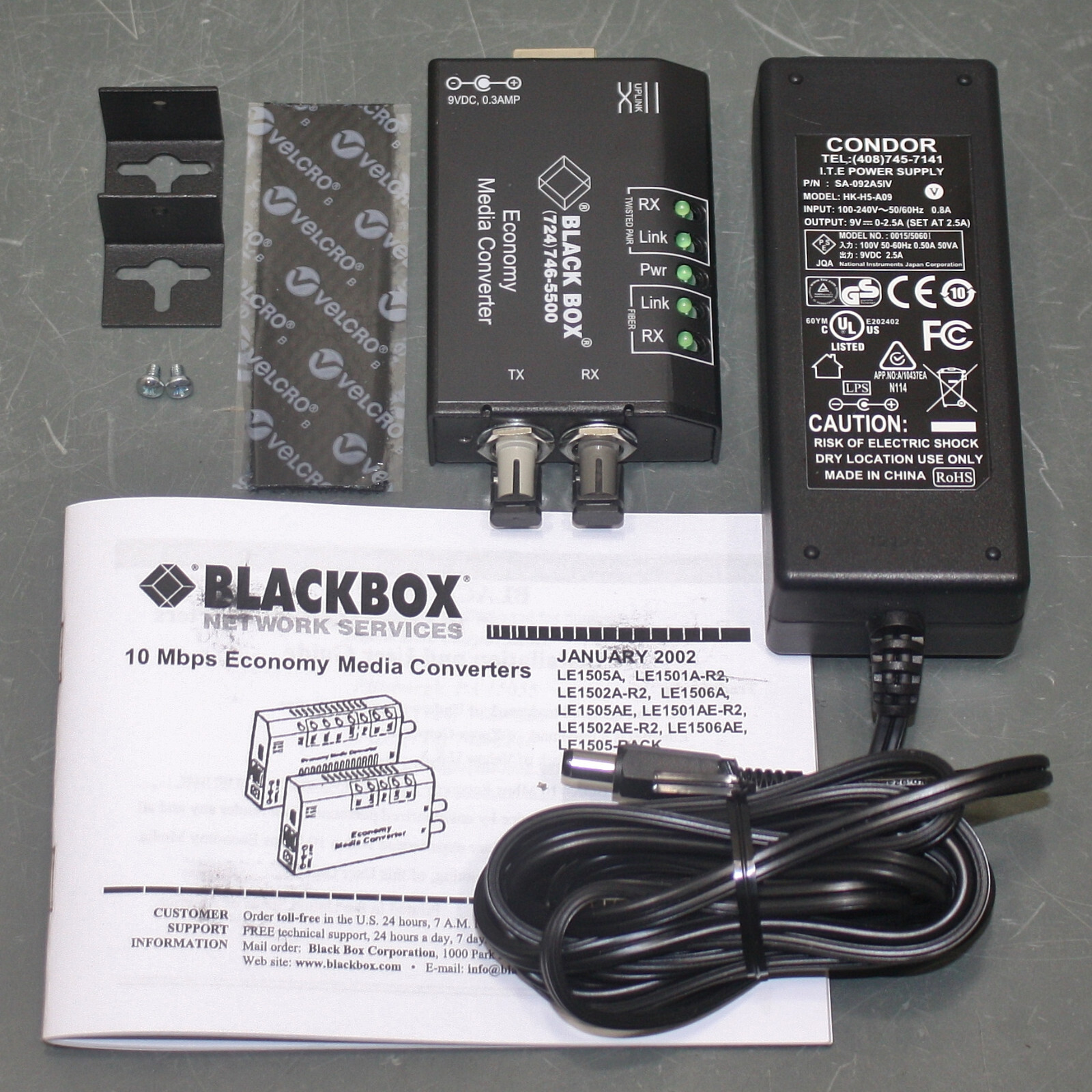 Black Box Economy Crossover Media Converter LE1505AE, Fiber Optic  10 Mbps