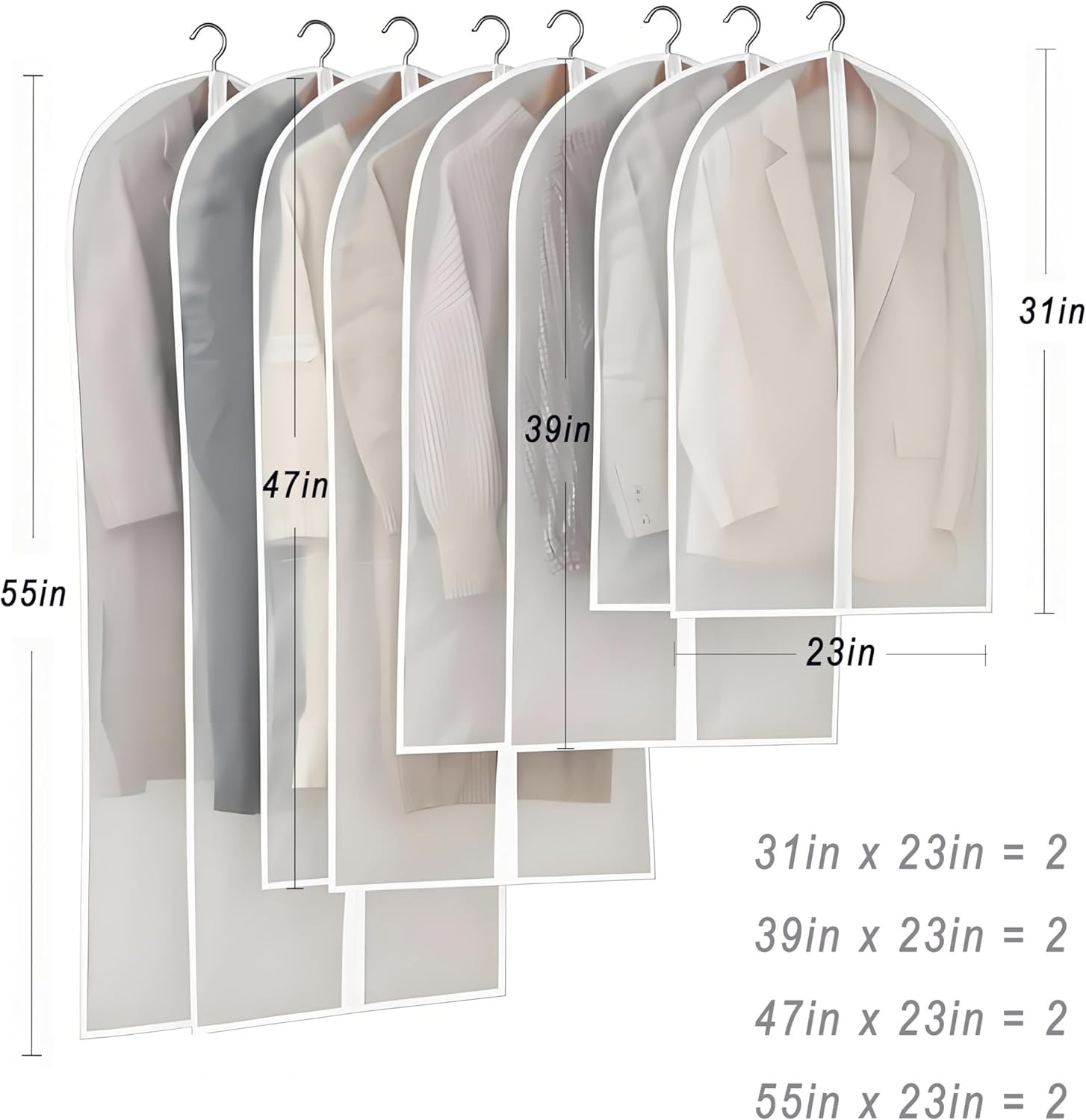 Down jacket, dress, suit Covers,ranslucent White Dust-Proof Clothes Protector...