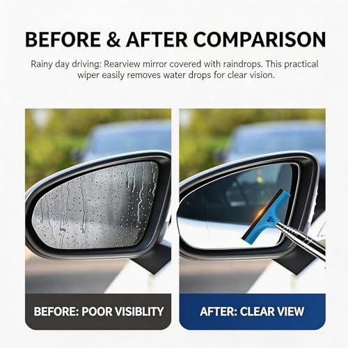 4 Pack All-Purpose Car Rearview Side Mirror Squeegee with Retractable Handle
