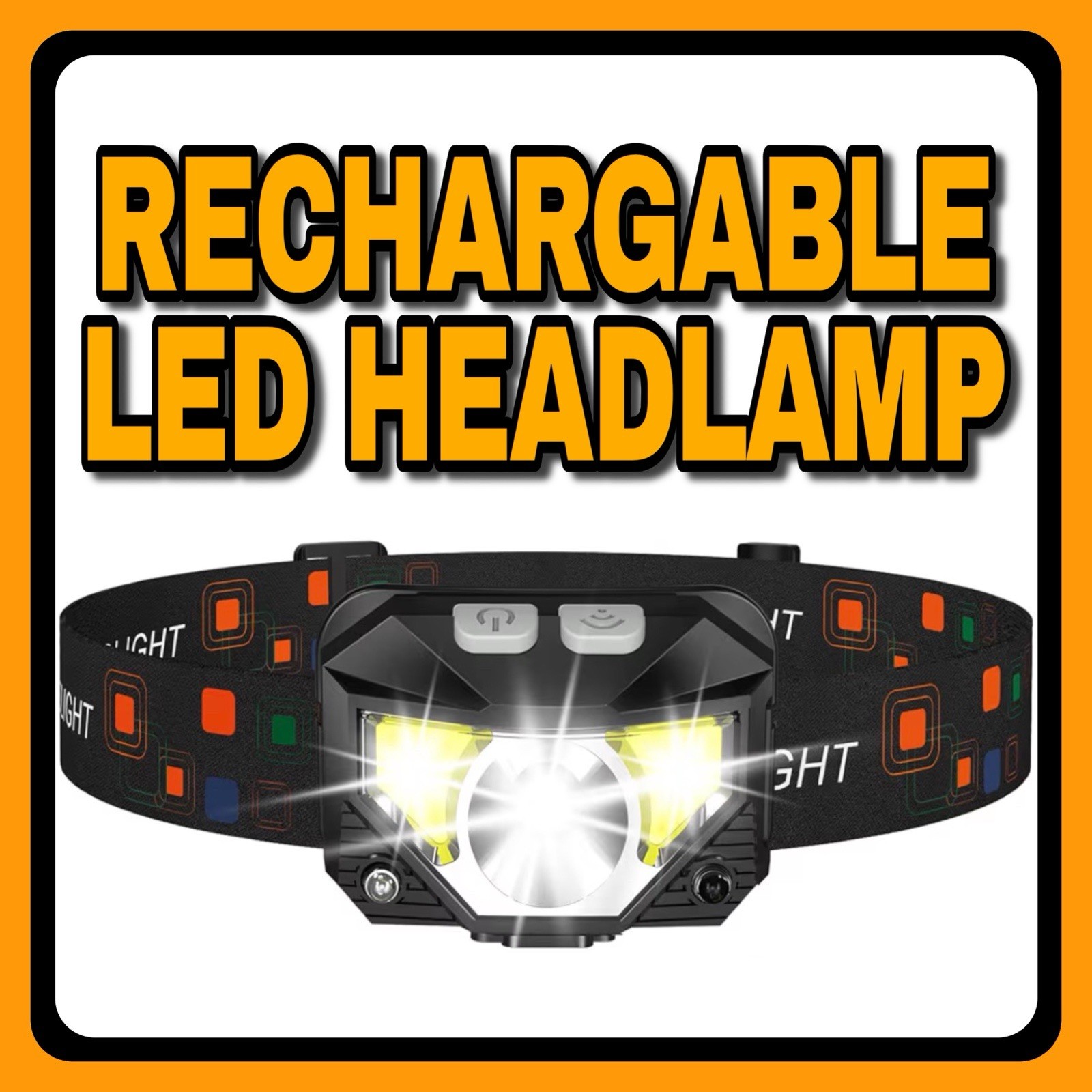 LED Rechargable Headlamp, 8 Settings Headband Flashlight Running LHKNL TG-T069