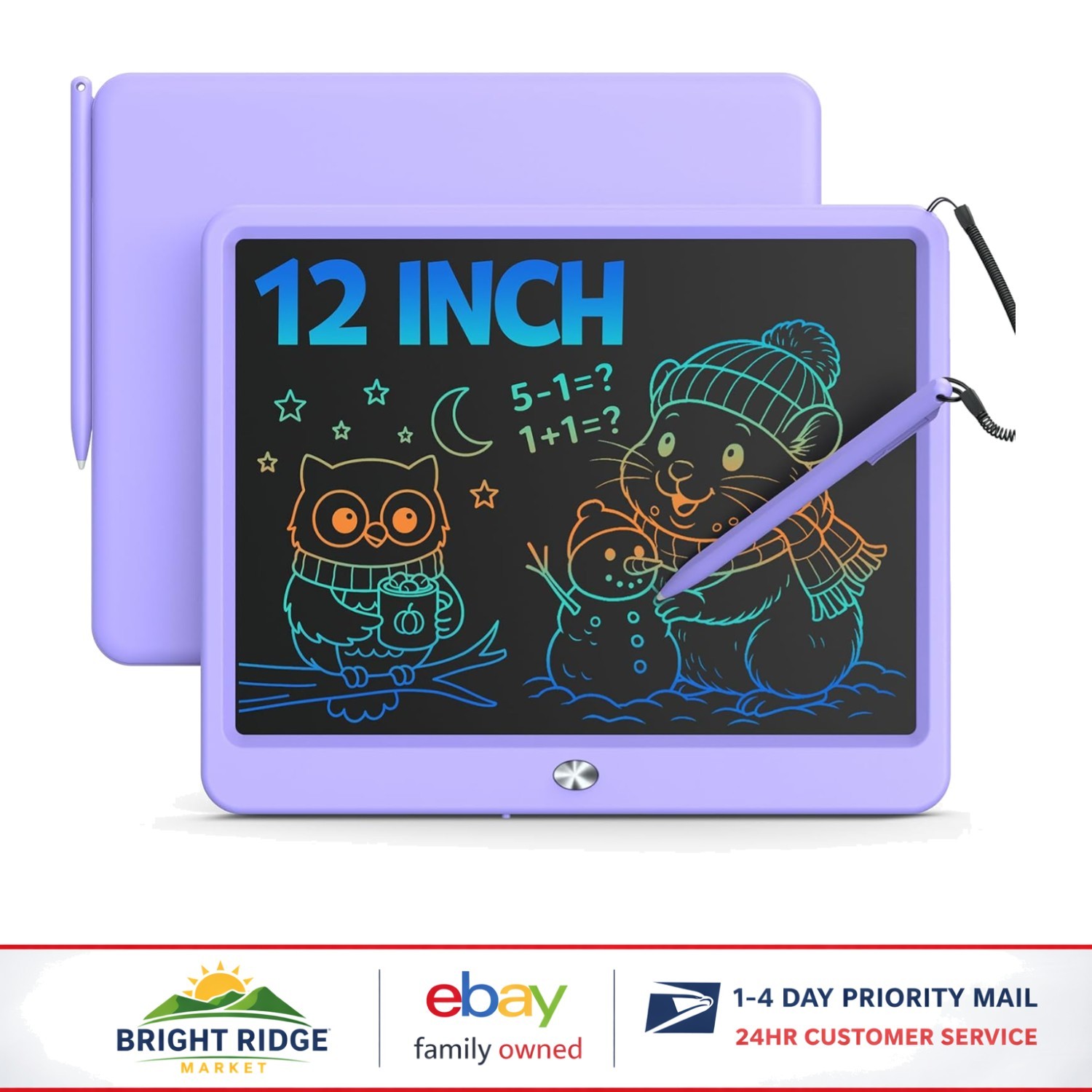 Portable 12 Inch Writing Tablet for Girls and Boys - Eco-Friendly Drawing Pad
