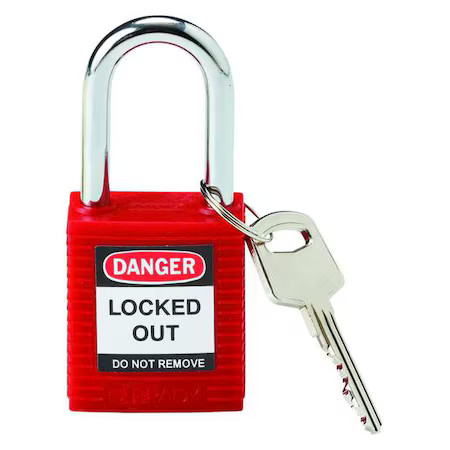 Brady 99552 Lockout Padlock, Keyed Different, Nylon, Standard Body Size, 1-3/4
