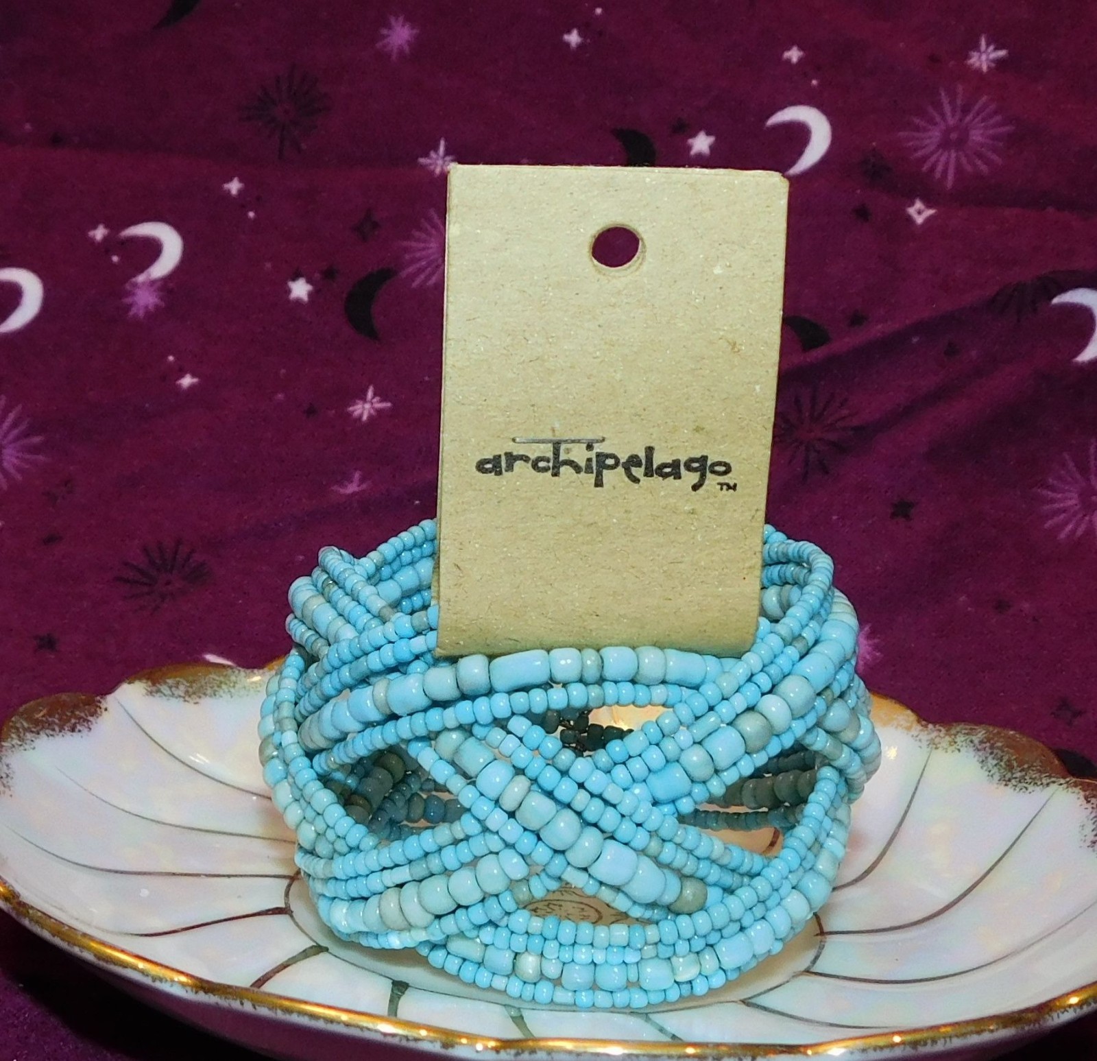 Archipelago Handmade Blue beaded Cuff Bracelet
