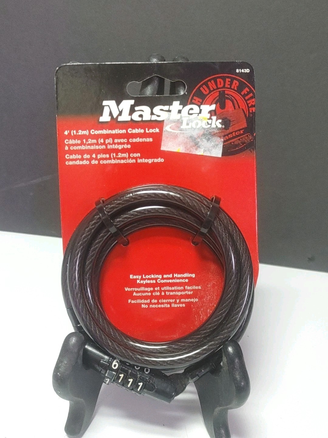 "Master Lock" 8143D *4ft 1.2m Preset Combination Cable Lock-Keyless Convenience