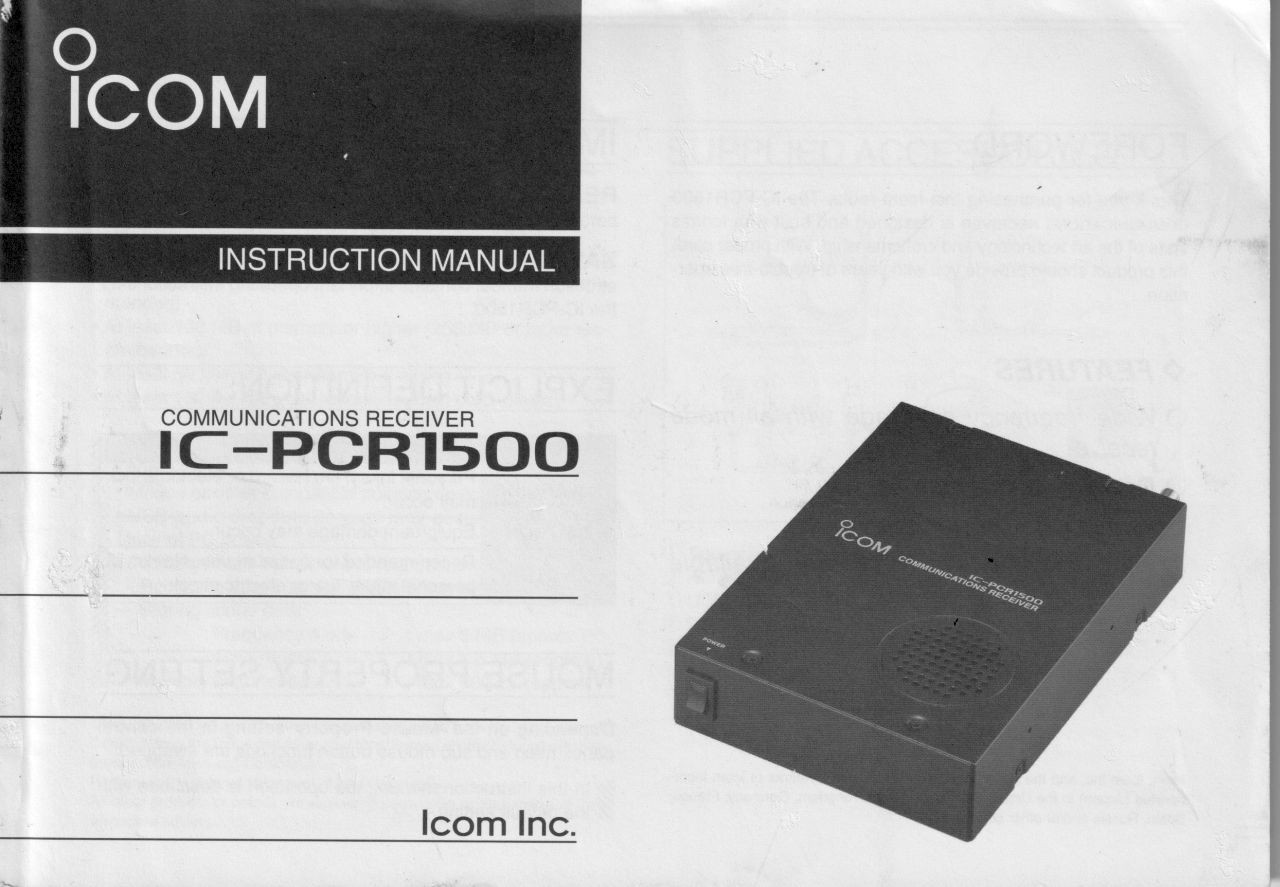ICOM IC-PCR1500 COMMUNICATIONS RECEIVER GENUINE ORIGINAL INSTRUCTION MANUAL