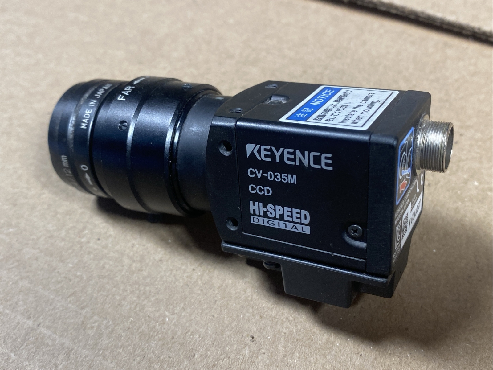 Keyence CV-035M Vision System Digital Hi-Speed CCD Camera HR F1.4/12mm Lens