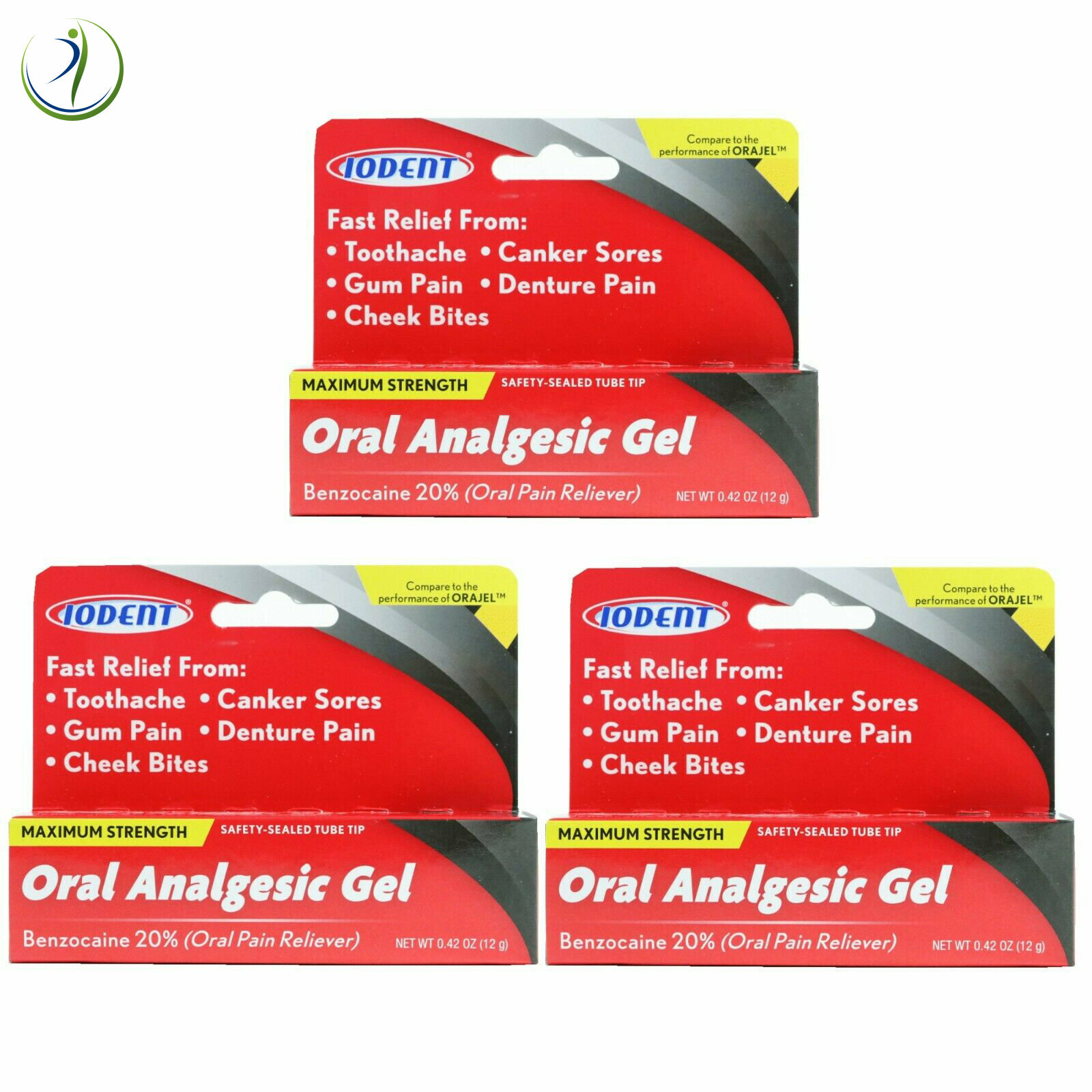 3X Oral Analgesic Gel Maximum Strength Benzocaine 20% Toothache Pain Relief 12g