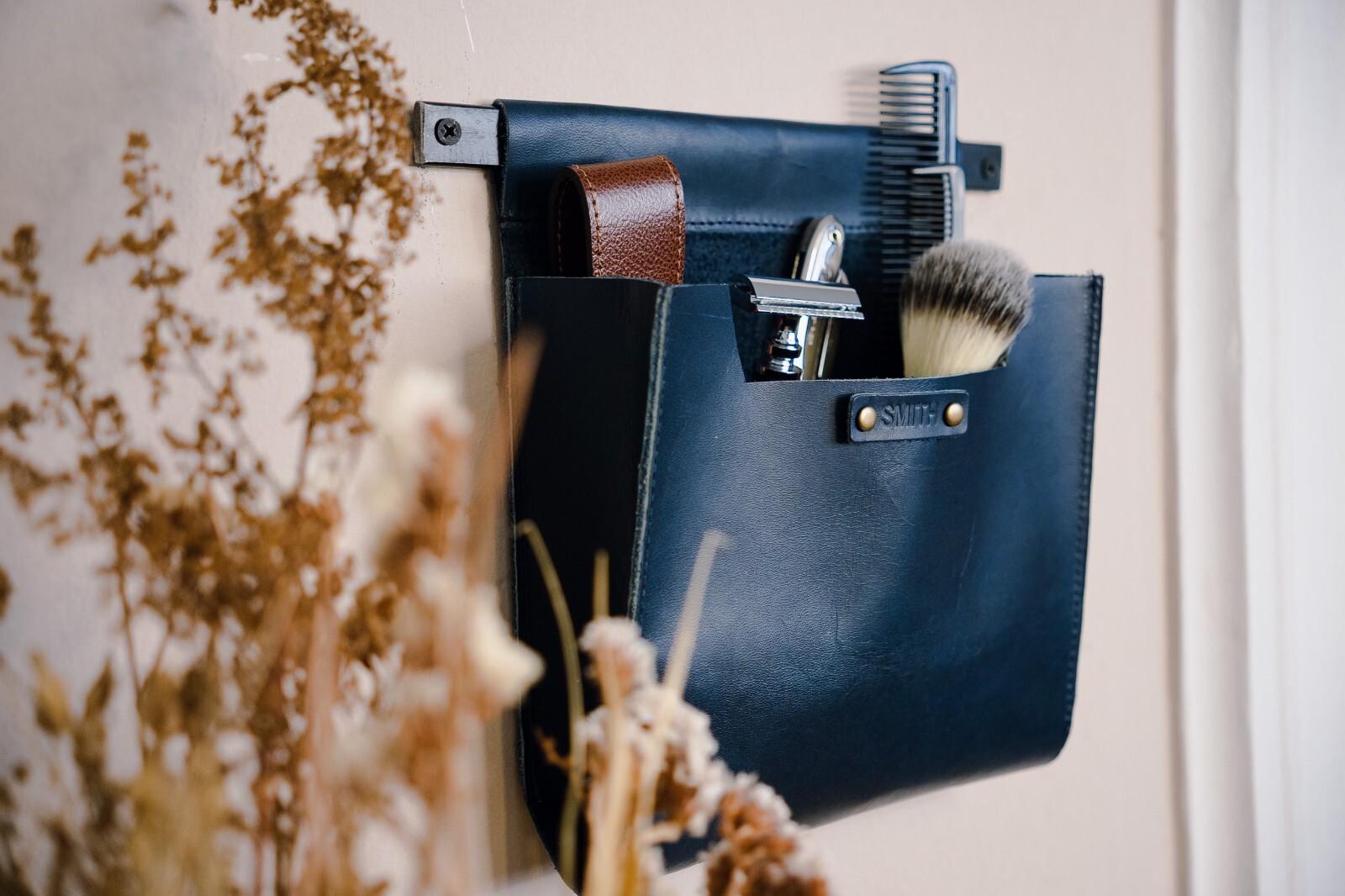 Medium Leather Wall Pocket Organizer