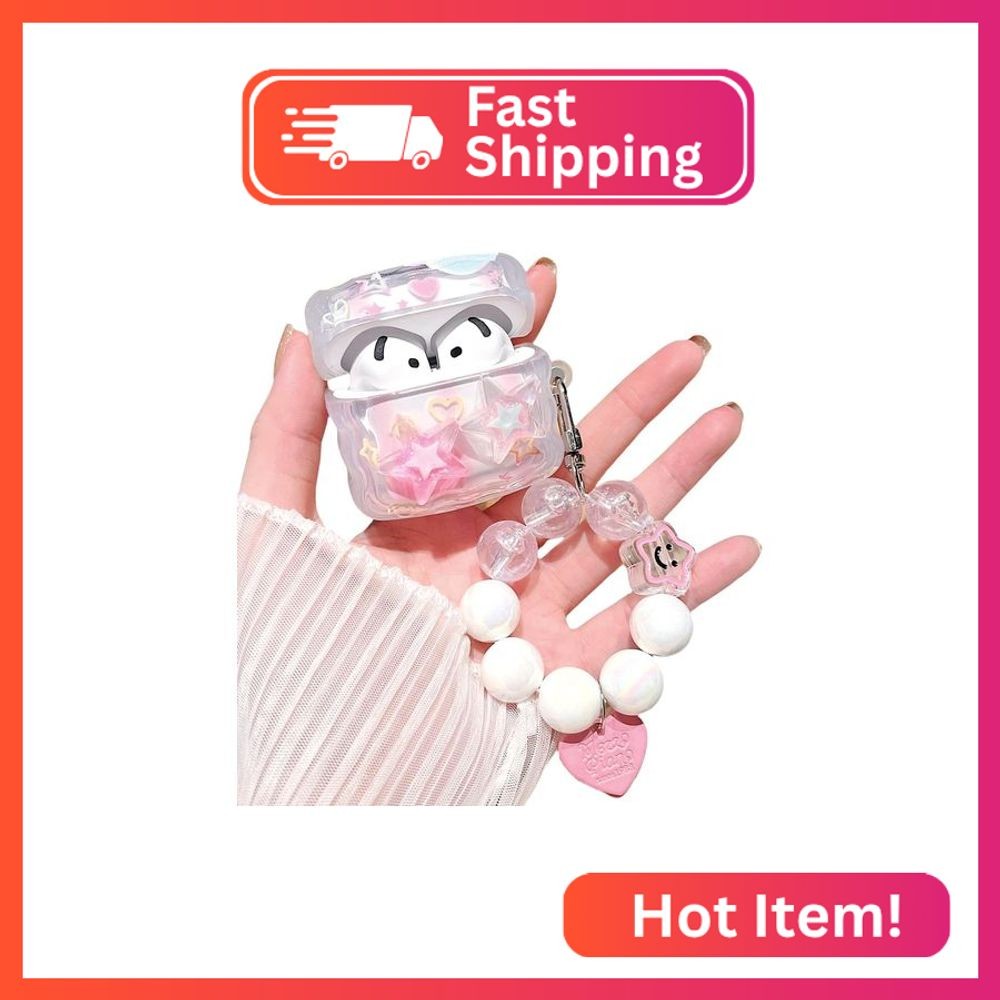 MINSCOSE Compatible with Airpods 4 Clear Case,Cute 3D Stars Pattern Design with