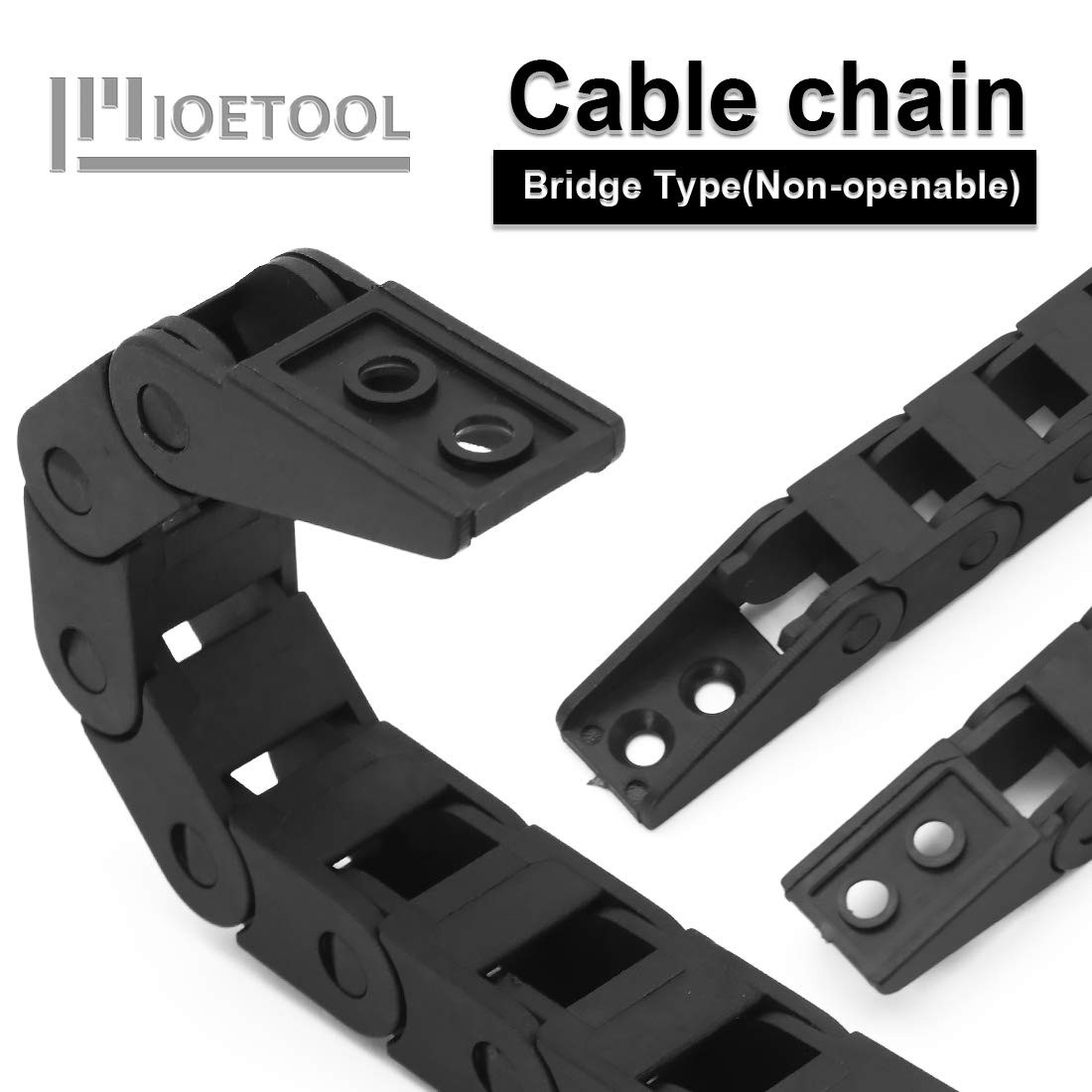 R18 7mm x 7mmInner H x Inner W Black Plastic Cable Wire Carrier Drag Chain 1M