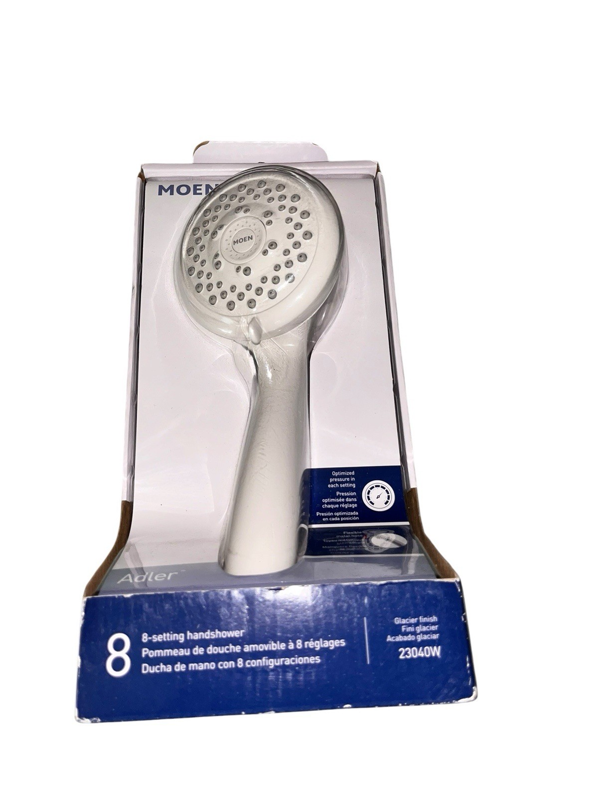 MOEN Adler Hand Held Shower Head White 8 Settings 23040W Glacier Finish