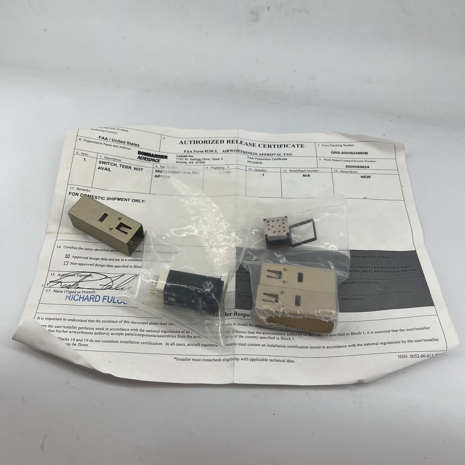 4766-123 / 58210A0B0C1F4L5N1 AP1214 | Bombardier: SWITCH, TERR w 8130-3 NEW