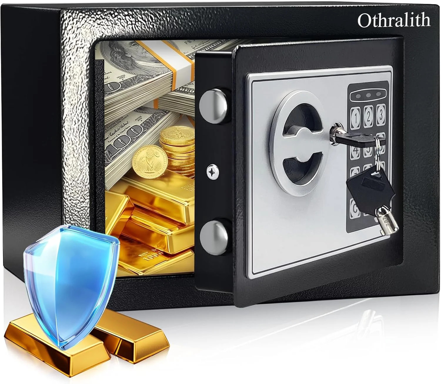Small Safe Box for Money, 0.23 Cu Ft Mini Money Safe Security Lock Box for Home
