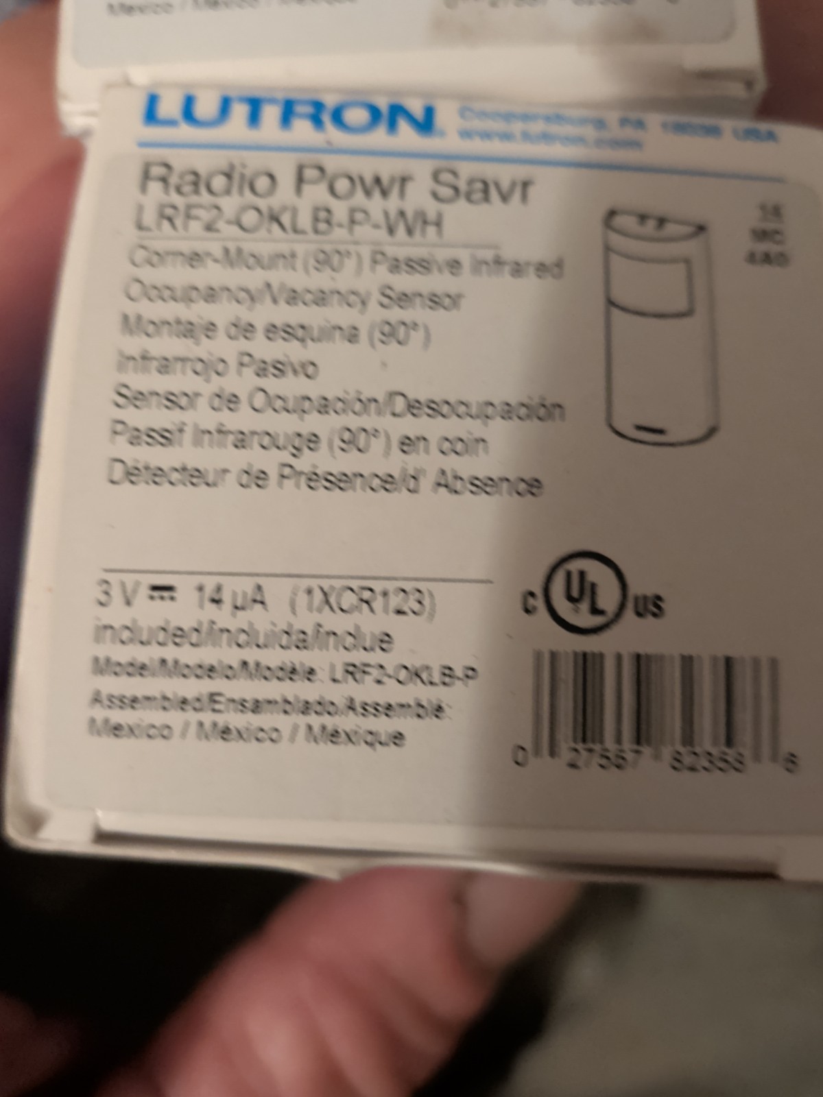 Lutron LRF2-OKLB-P-WH Vacancy Sensor