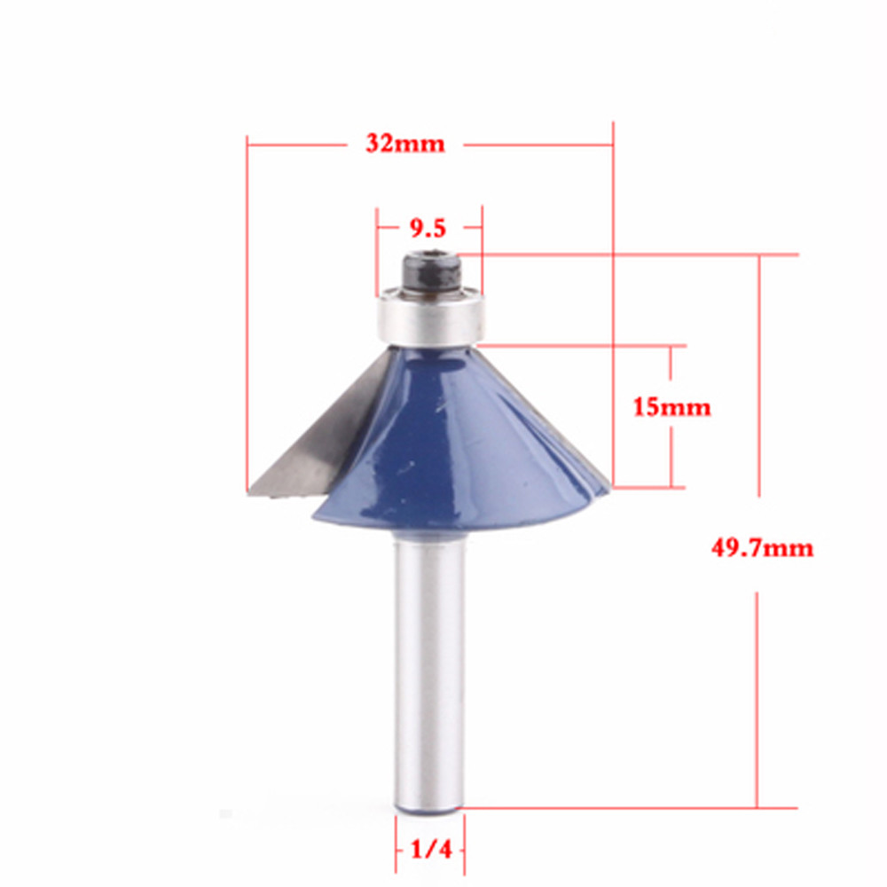 1pc 1/4" Shank 45 Degree Chamfer & Bevel Edging Router Bit woodworking cutter