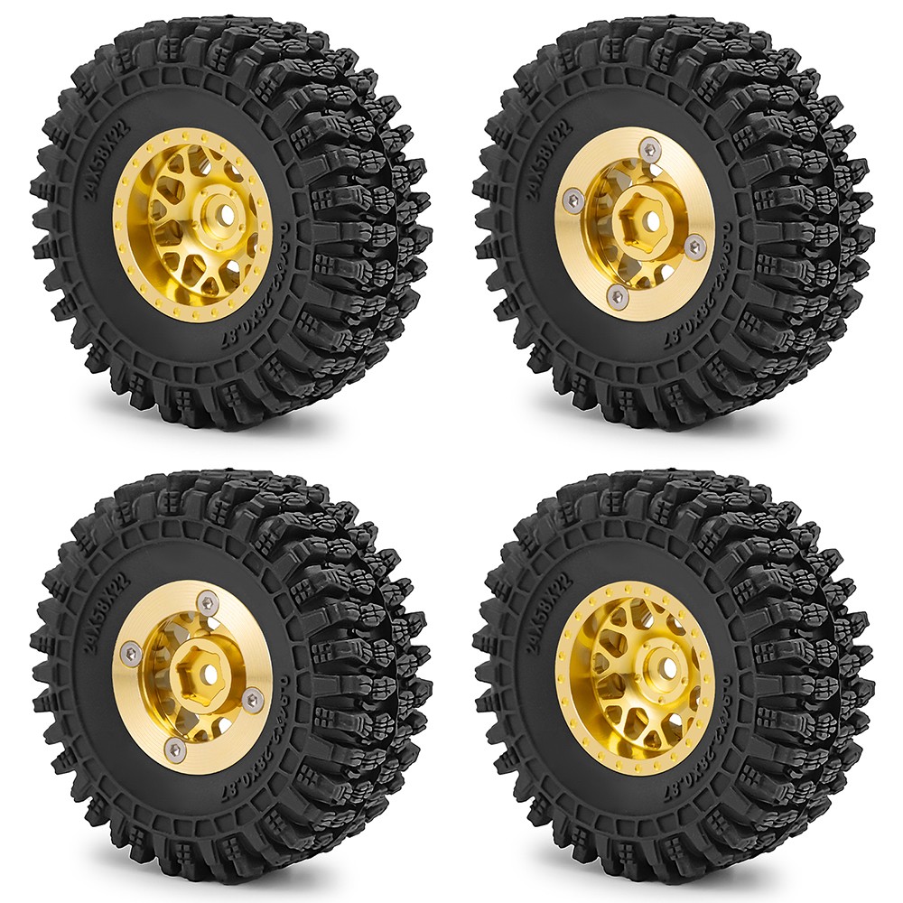 Brass Beadlock 1.0 Wheels and Tires for SCX24 TRX4M FCX24 ,58*22mm