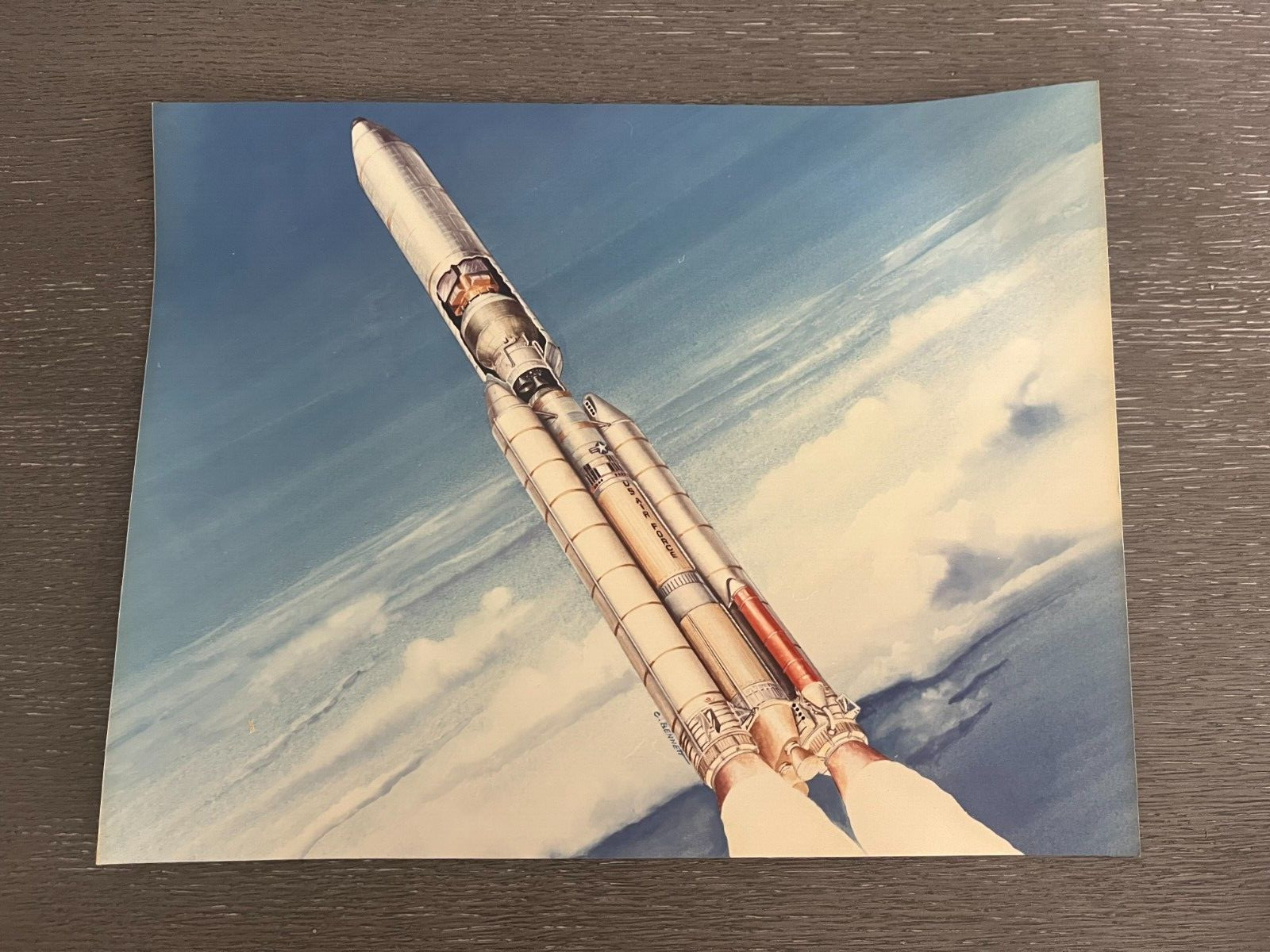 Titan Space Rocket Drawing Photo 8.5x11'' NASA USAF Air Force - C. Bennett