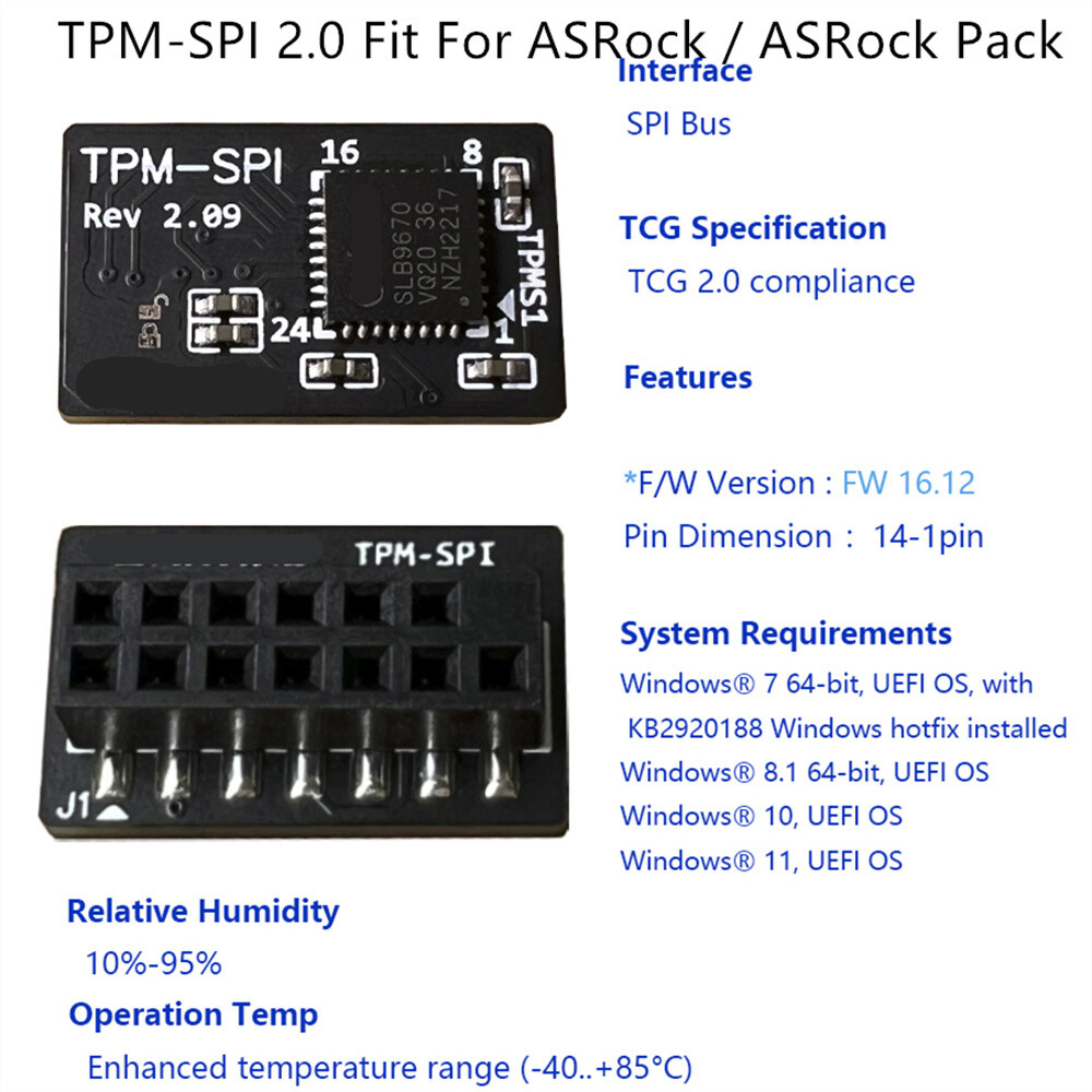 TPM-SPI 2.0 Module Security Module Board For Pack SPI Motherboard