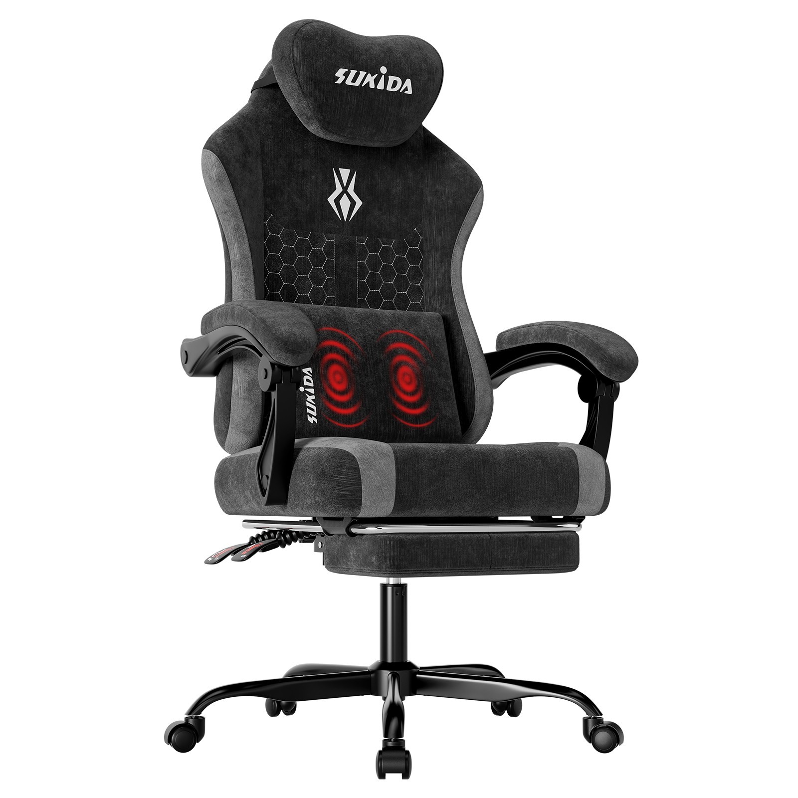 Plush Fabric Gaming Executive Office Chair Ergonomic High-Back Computer Chair