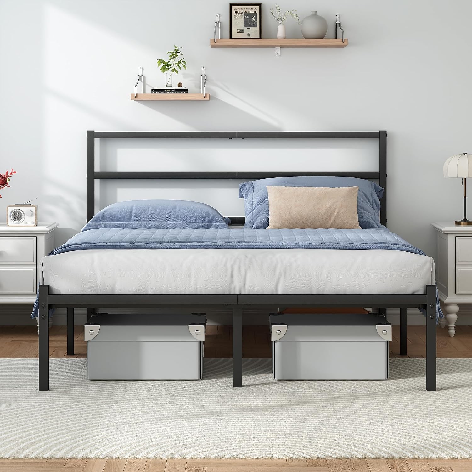 Full Size Bed Frame with Headboard and Footboard 14 Inch Metal Platform Full