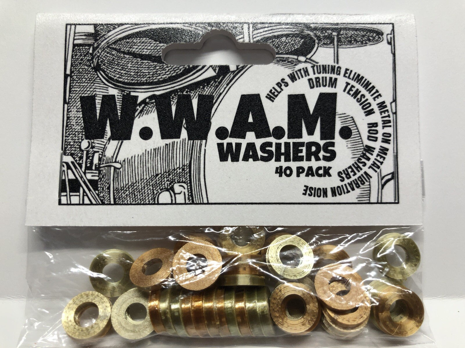 DRUM WASHERS 40 Gold Tension Rod Made USA-THICK DURABLE  Tom Snare Bass Gasket