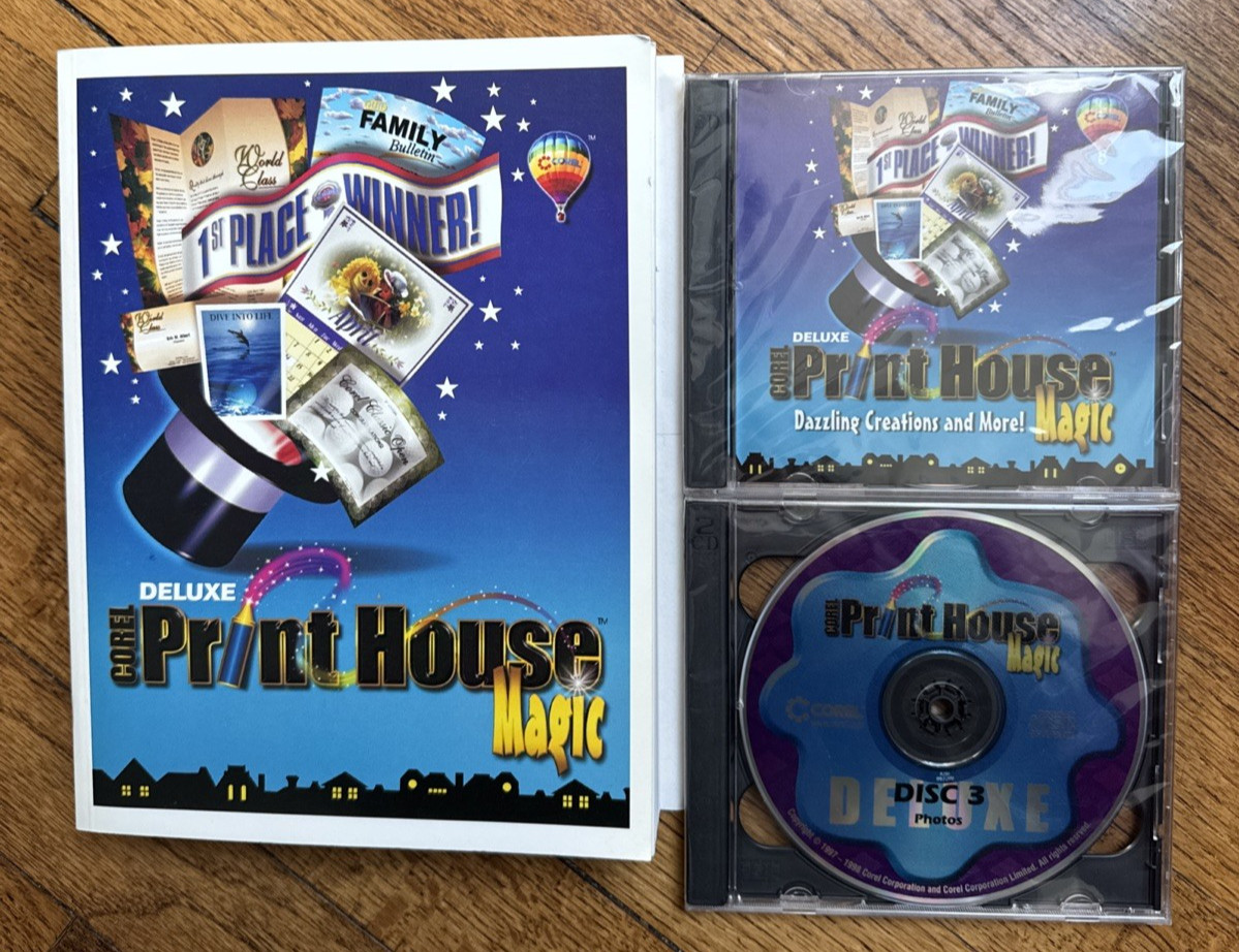 Corel Print House Magic Delxue - 4 CD-ROMs (sealed CDs) 1998