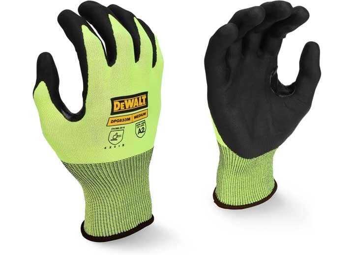 Radians DPG833TL DeWalt DPG833T Hi-Vis HPPE Cut Touchscreen Glove, Green- Size L