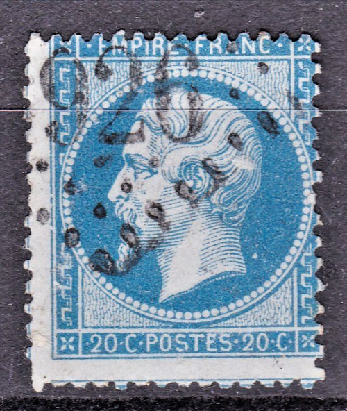 FRANCE EMPIRE FRANC STAMP NO. 22 BIG DIGITS-OBL.TB-SEE SCAN