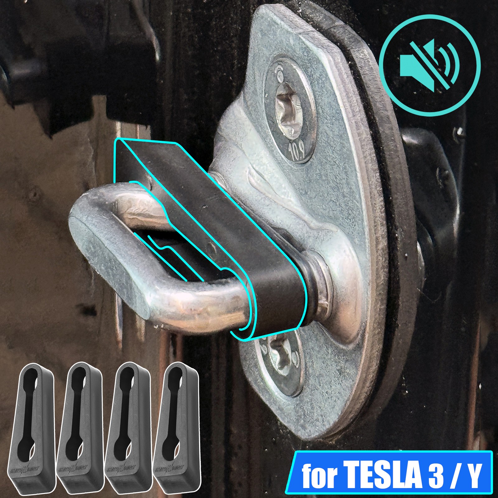 Door Lock Damper Deadening Sound Isolation Rattling Buffer For Tesla Model 3 Y