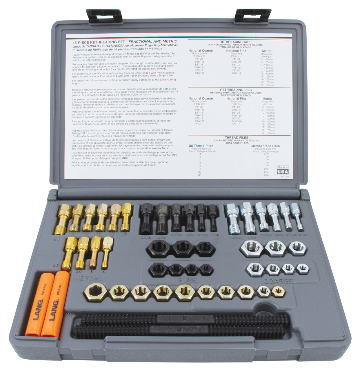 Lang Tools 971 48 piece SAE & Metric Thread Restorer Set