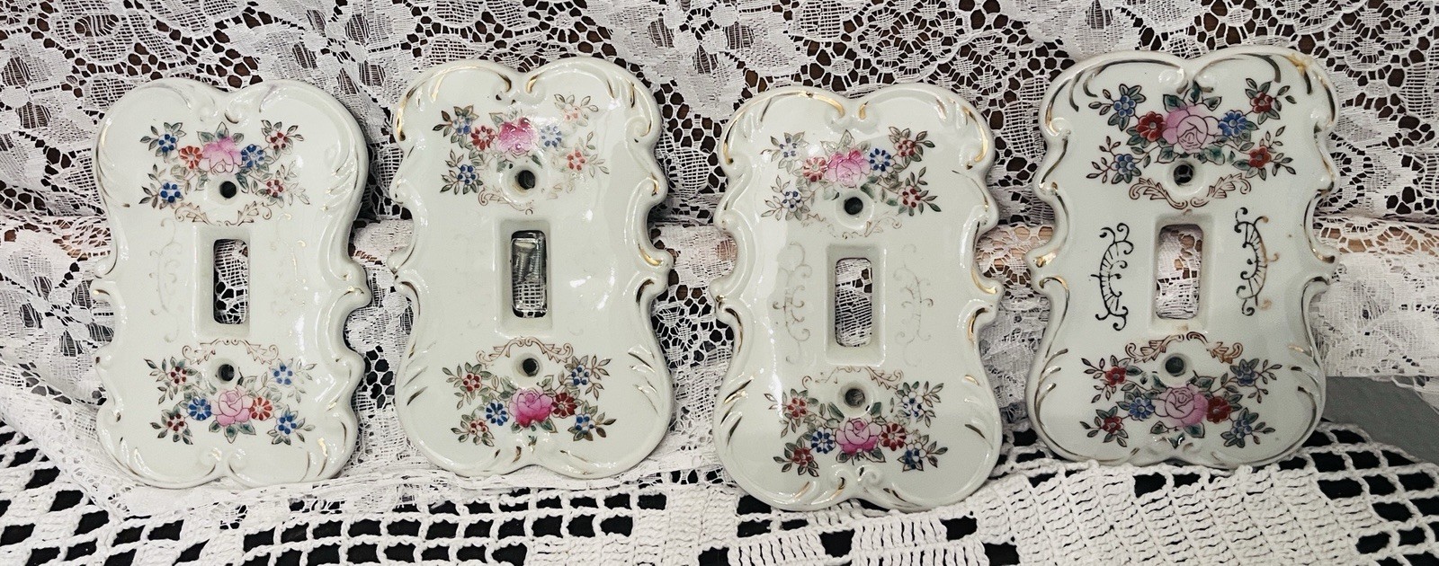 VTG Arnart Porcelain Ceramic French Style Floral Switch Plate SOLD INDIVIDUALLY