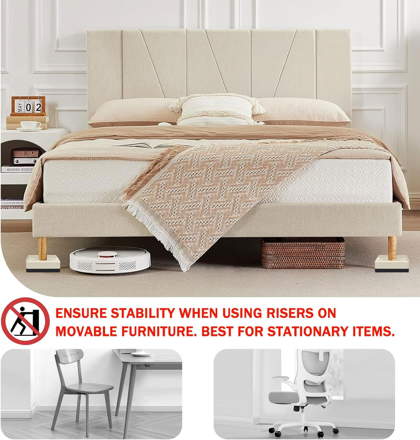 ANNKUT 1.5 Inch Furniture Risers, Rectangle Adjustable Risers Blocks for Bed Sof