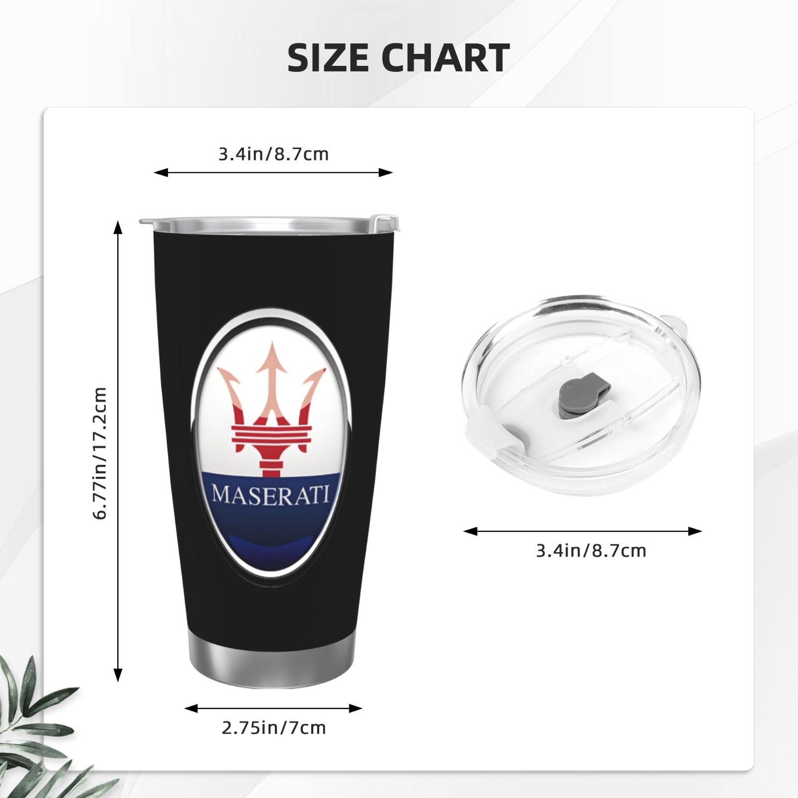 Maserati Car Water Bottles 20oz Thermoses Cold Water Bottles Coffee Mugs