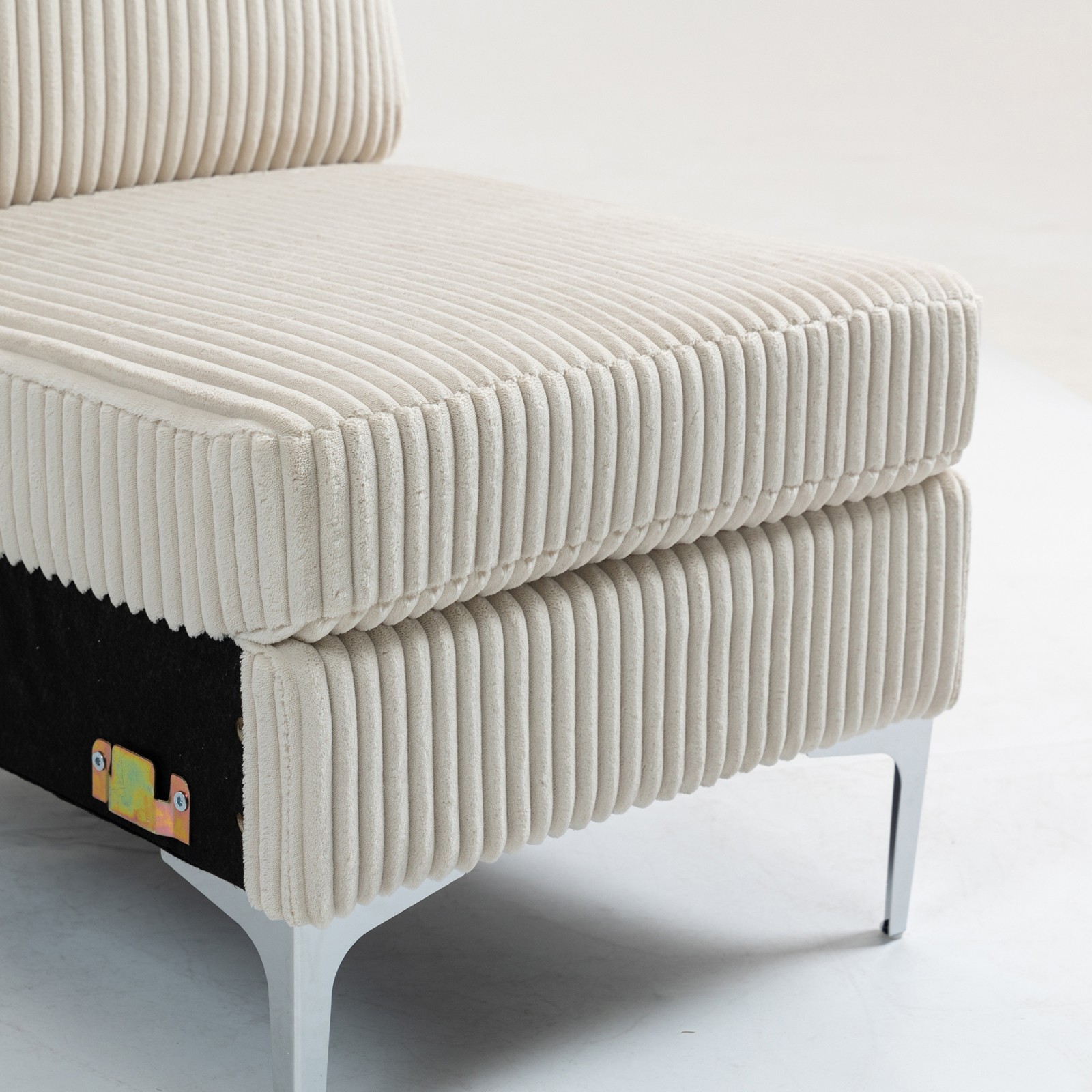 Modular Sectional Sofa Armless Seat Module, Corduroy, Beige