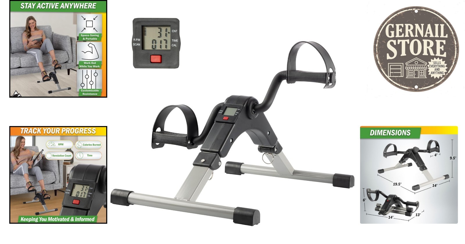 Foldable Stationary Pedal Exerciser with Electronic Display – For Home & Office