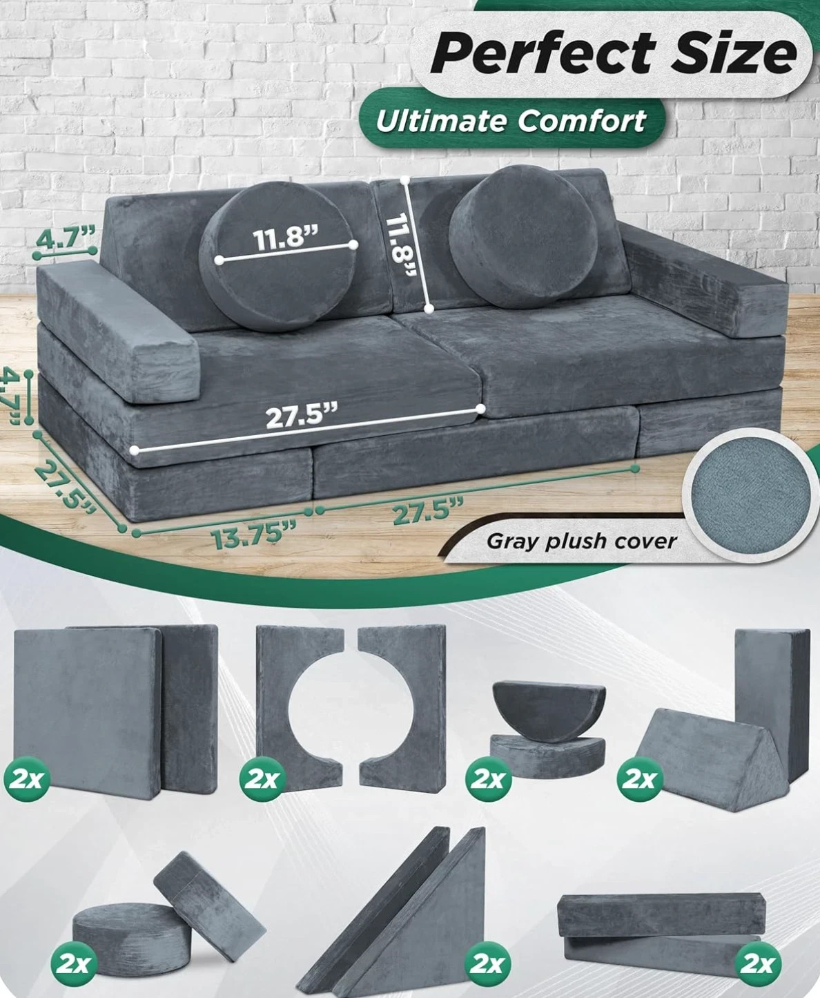 Kids Couch 14PCS Luxury, Floor Sofa Modular Furniture for Adults