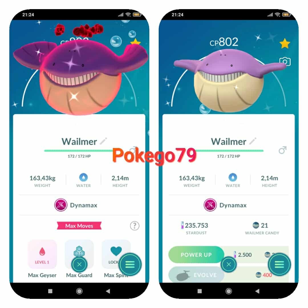 Pokemon Shiny Dynamax Wailmer (Tr.a.d.e 20k stardust or P.T.C mini 80k stardust)