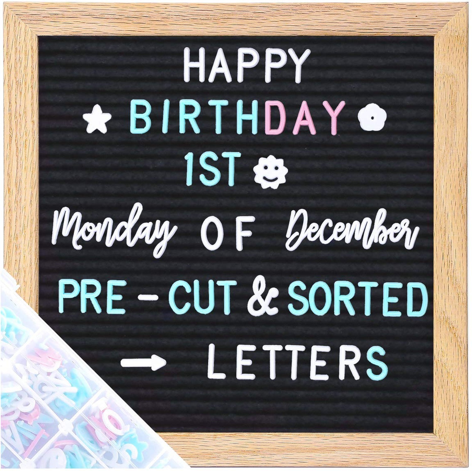 Felt Letter Board Message Board 10x10inch with Stand,Pre-cut&Sorted 805pcs Ch...