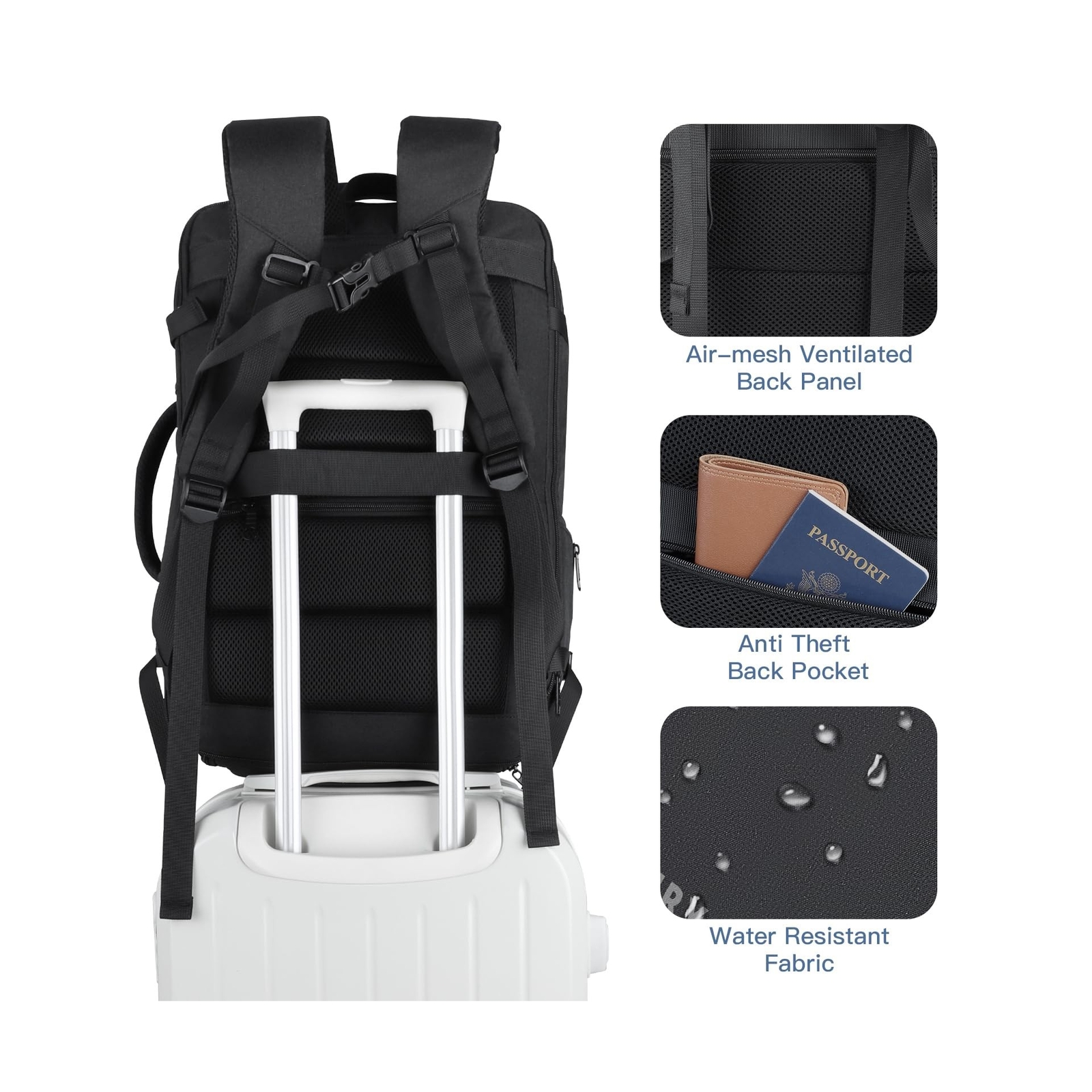 Gieury Carry On Backpack, 50L Travel Backpack, Luggage Backpack TSA Flight Ap...