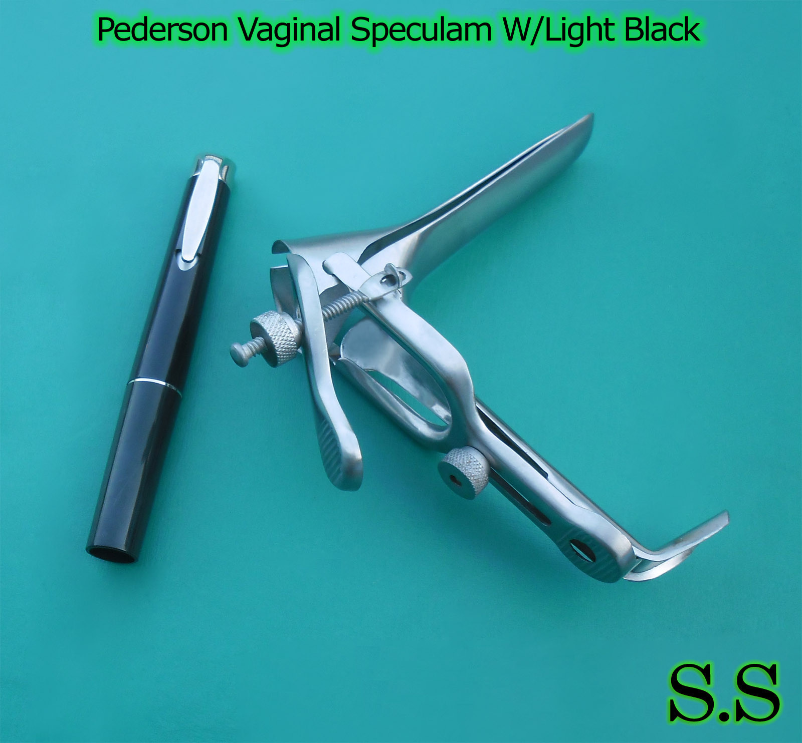 Pederson Vaginal Speculum Medium w/Light Black Ob/Gyneclogy Instruments