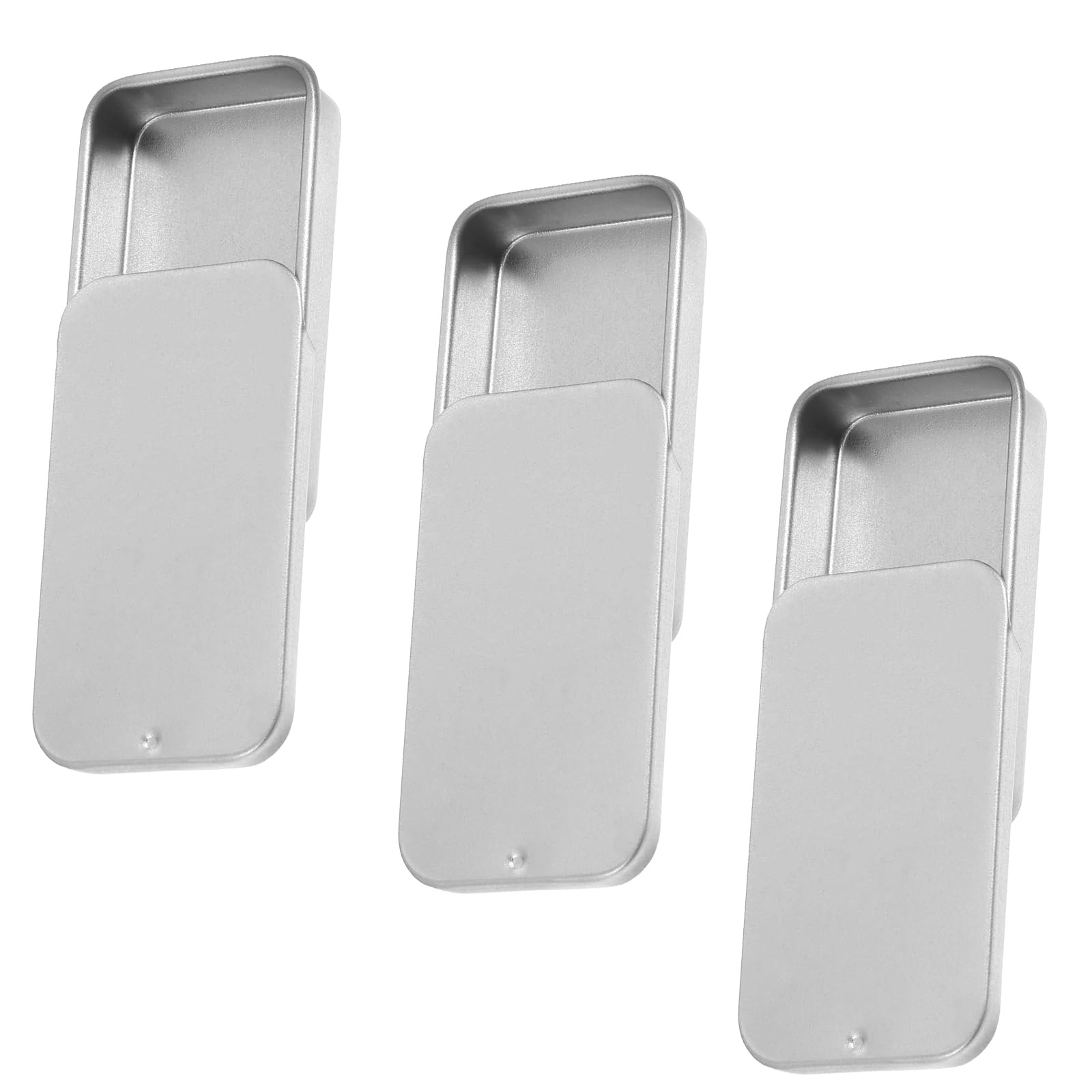 3 Pcs Mini Metal Tin Box Slide Rectangular Hinged Organizer Containers 2x1x0.4