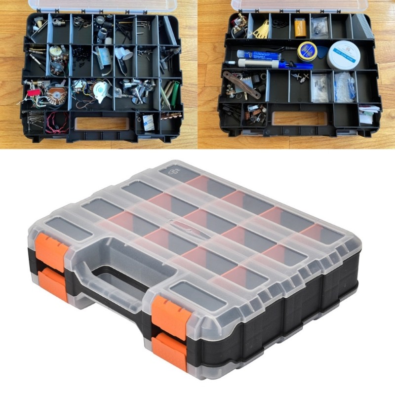 Tool Part Container Bin Double Side Tools Box for Garage Workshop Storage