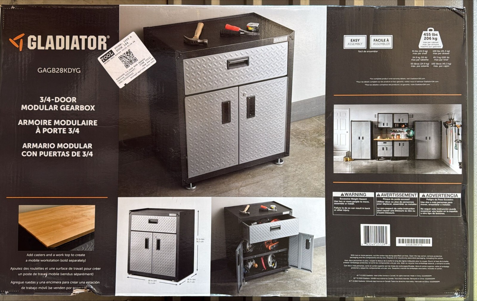 Gladiator 3/4 Door GearBox Freestanding Steel Garage Cabinet in Gray (28x31x18)
