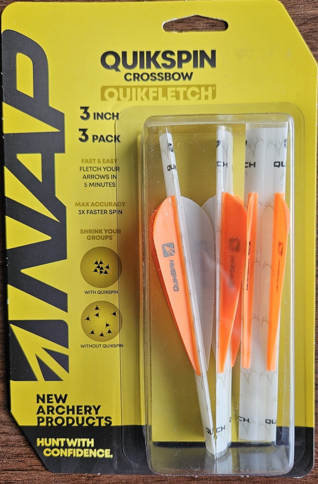 NAP Quikfletch QuickSpin White/Orange 3" Fletch Wrapping NAP-60-671W. NIB