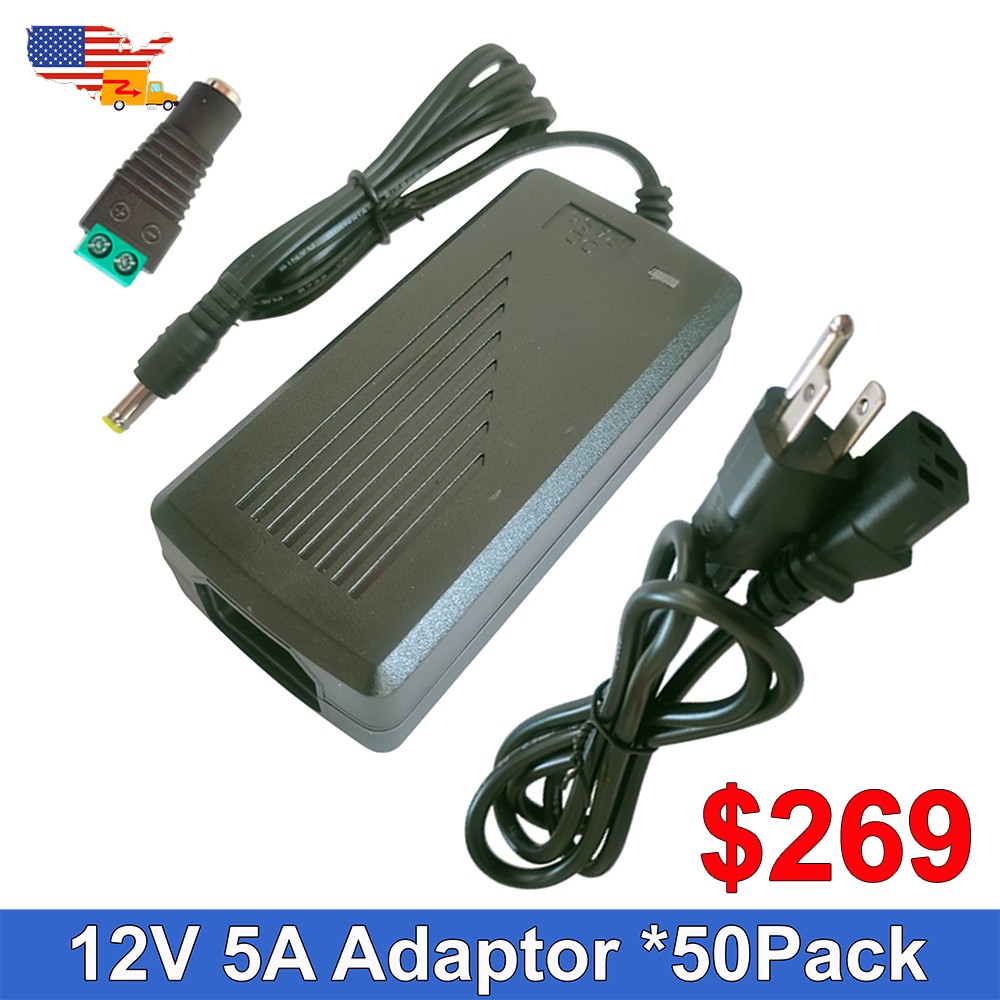 AC DC Adapter 12V 5A 60W 10~50 Pack Power Supply Transformer For 5050 3528 LED